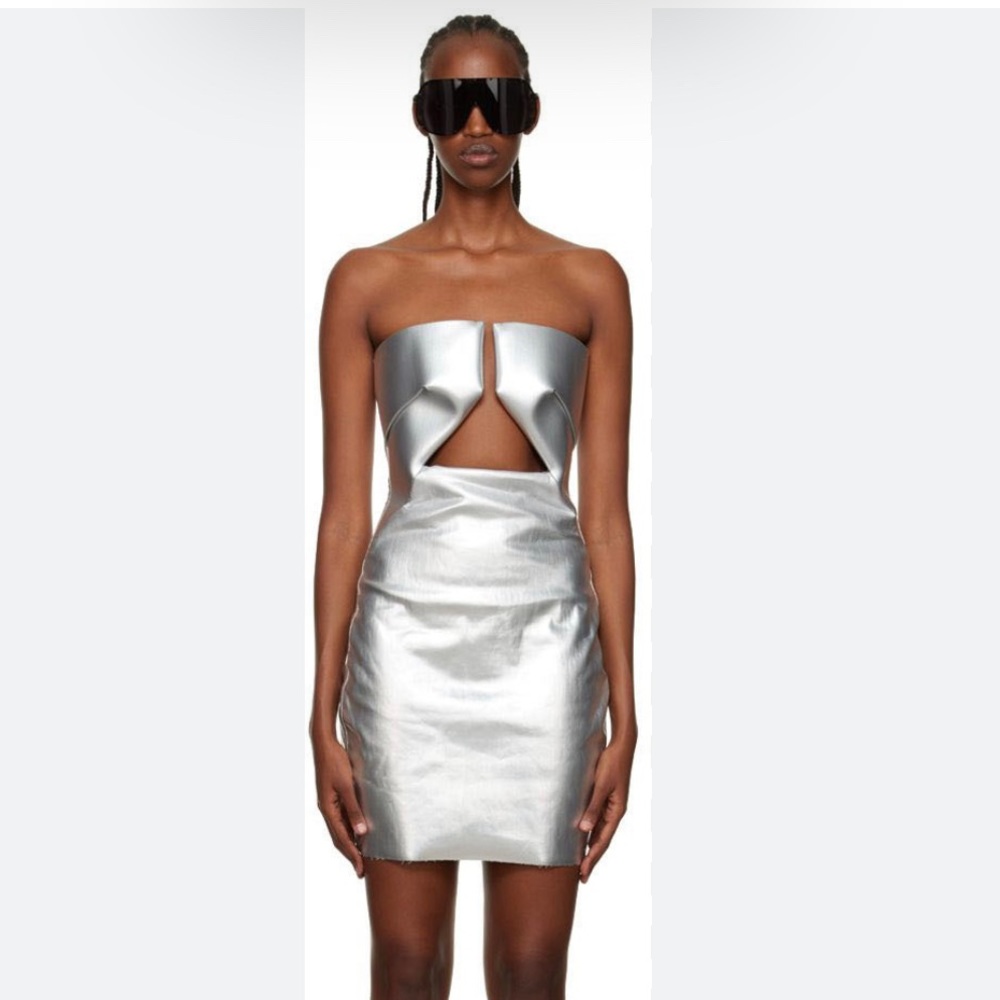 Rick owens Silver Prong Mini Dress